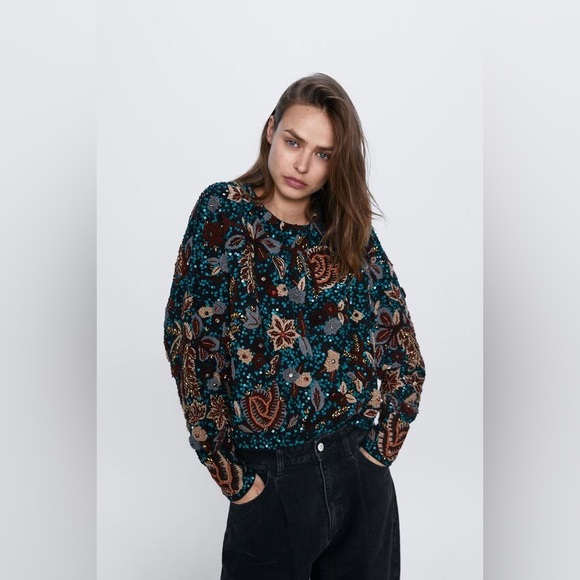 Zara limited edition sequins embroidered sweater - Picture 1 of 5
